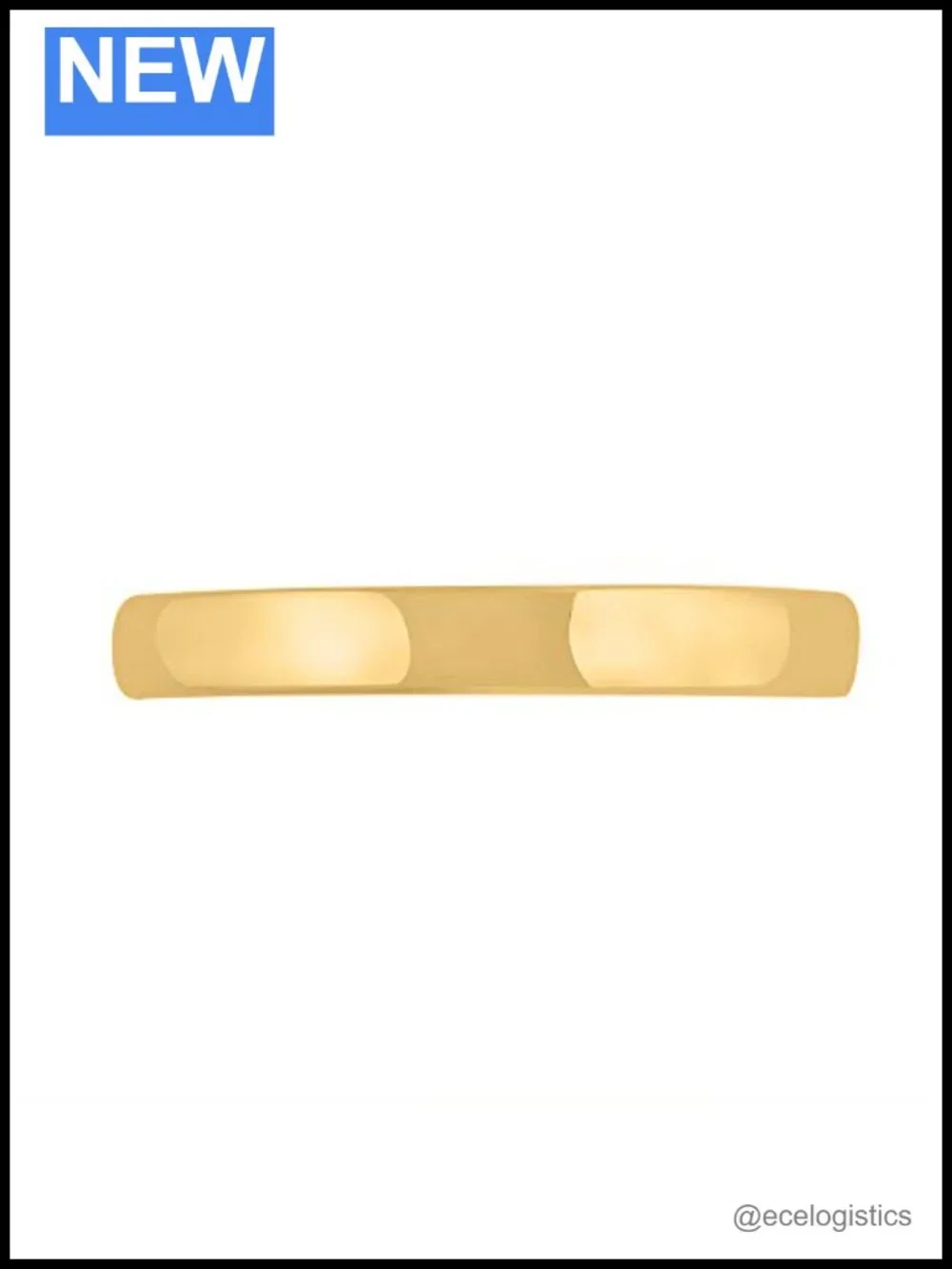 14K Yellow Gold 3mm Plain Wedding Band Ring Size 9.5 Classic Polished
